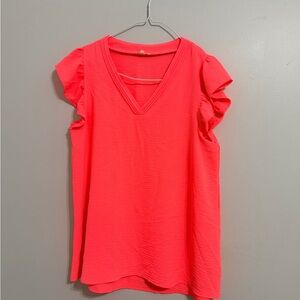 JODIFL Coral Ruffle Sleeve Top